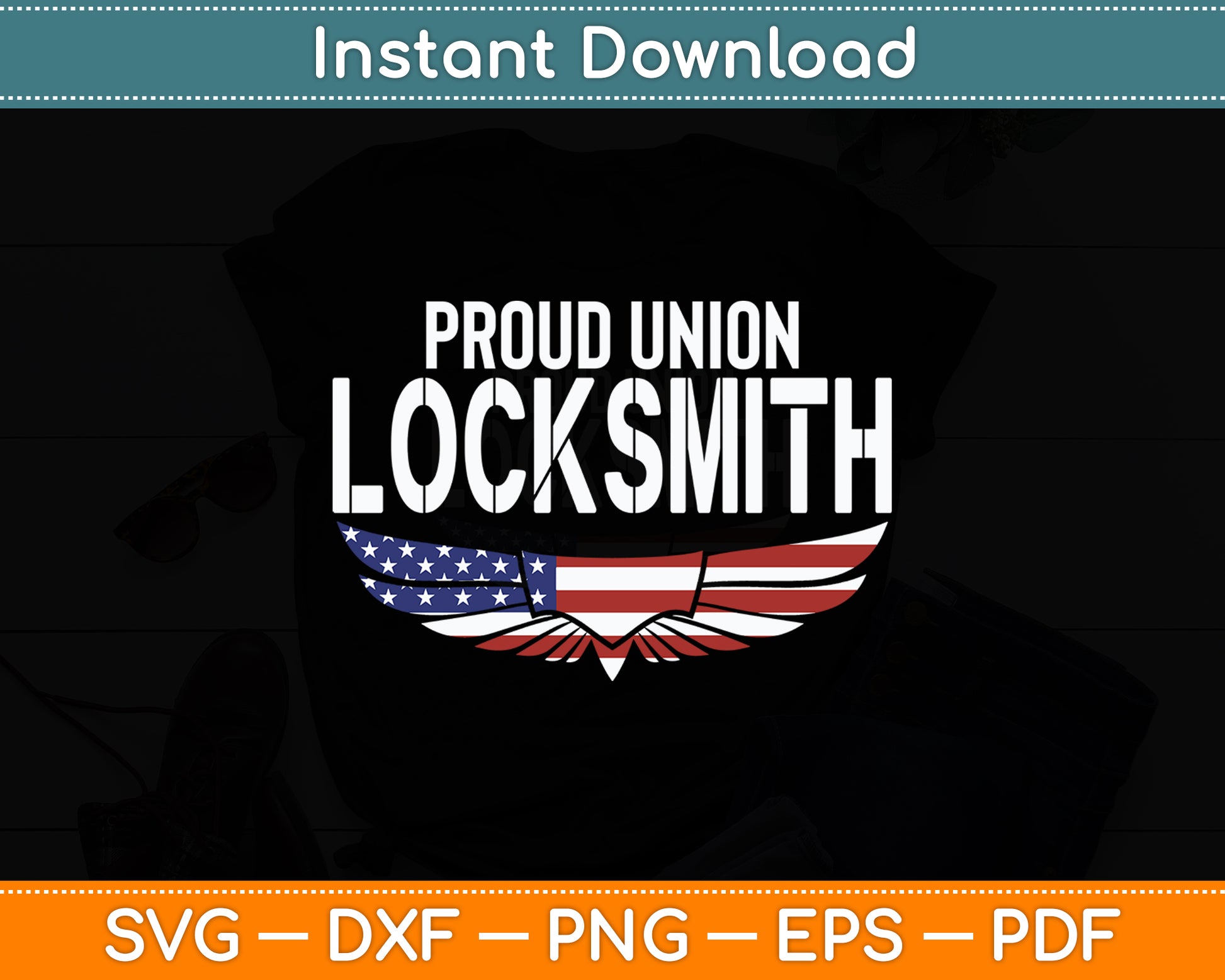 Patriotic Proud American Pro Trade Union Lock Key Locksmith Svg Digital Cutting File