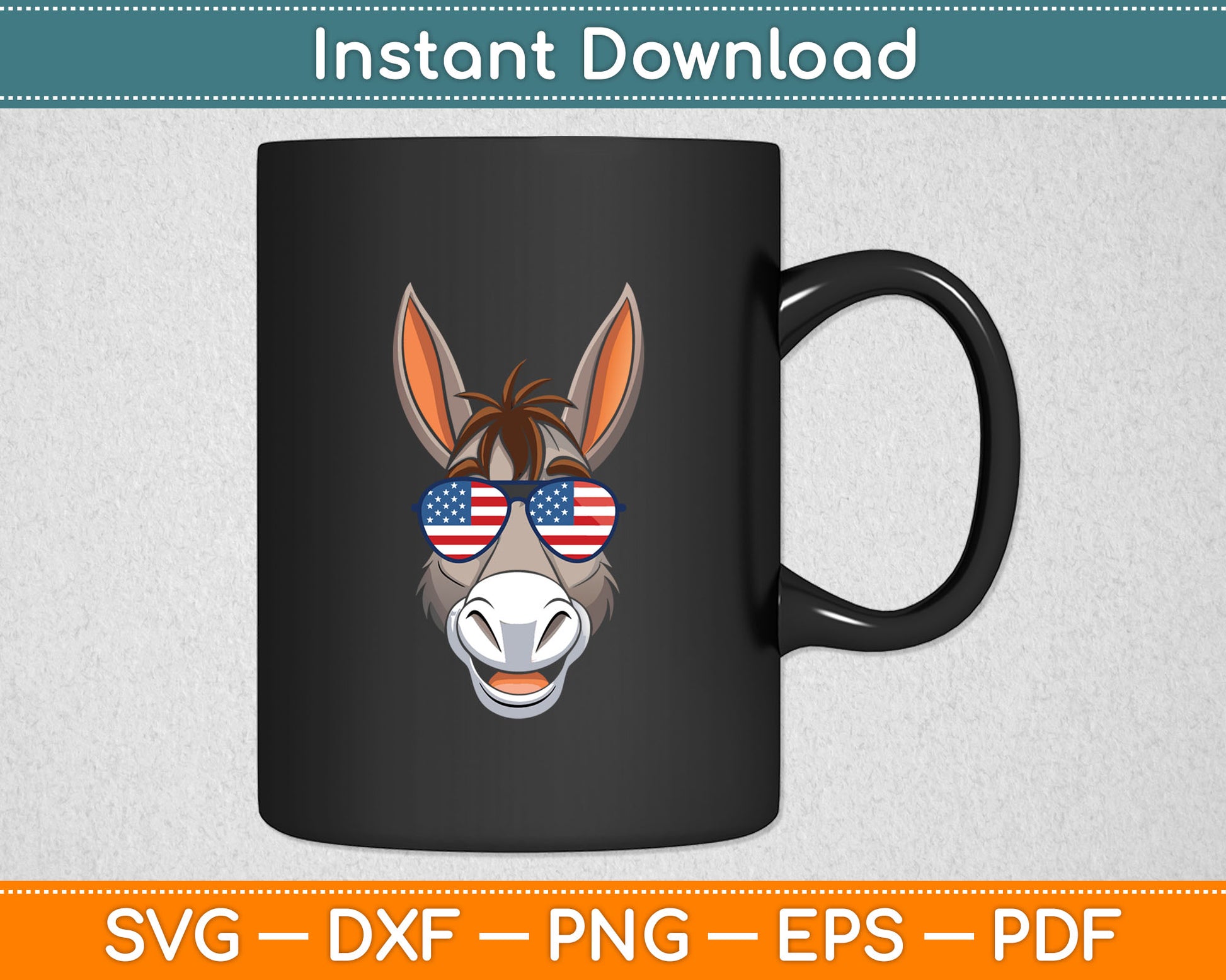 Patriotic USA Donkey American Flag Sunglasses Funny Animal Svg Digital Cutting File