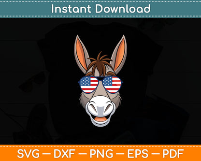 Patriotic USA Donkey American Flag Sunglasses Funny Animal Svg Digital Cutting File