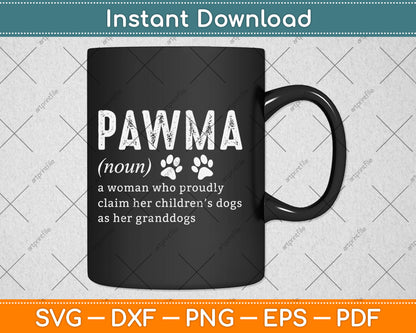 Pawma Noun Definition Mama Grandma Dog Lovers Dog Paw Retro Svg Digital Cutting File