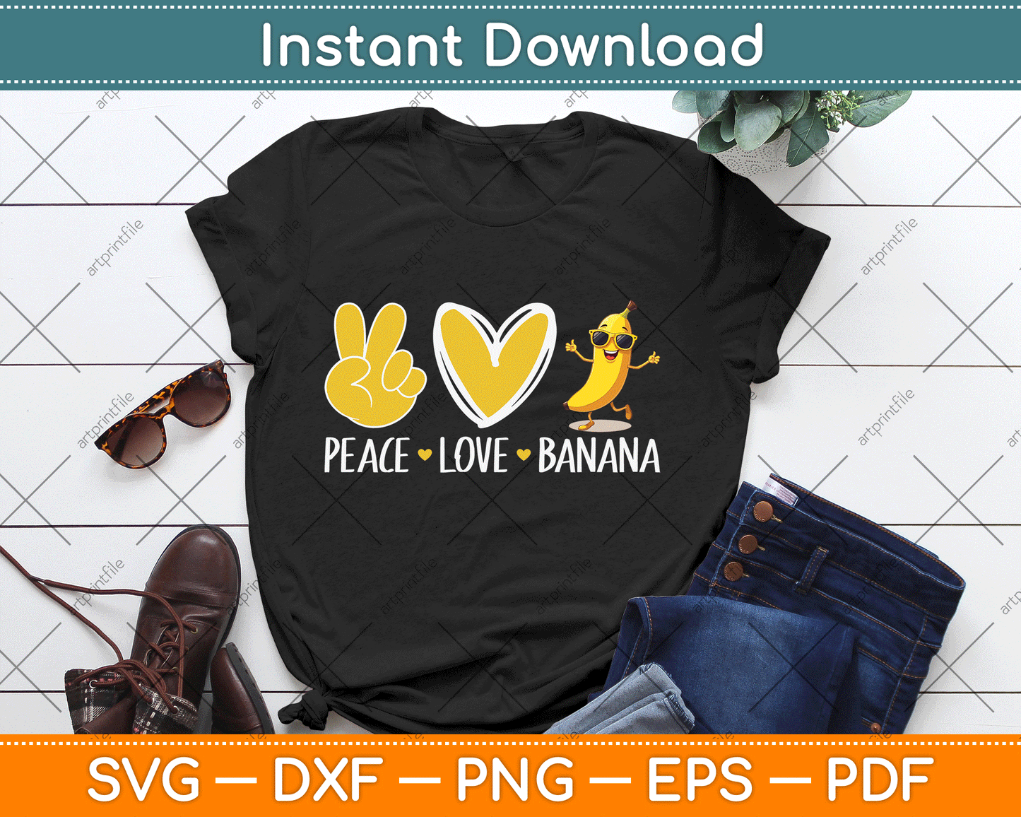 Peace Love Banana SVG Digital Cutting File