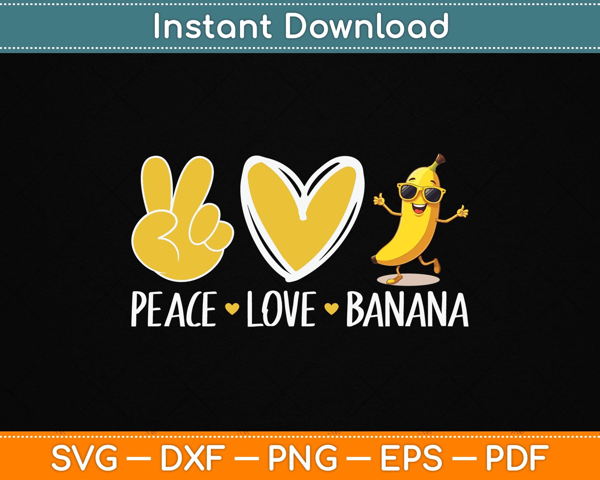Peace Love Banana SVG Digital Cutting File