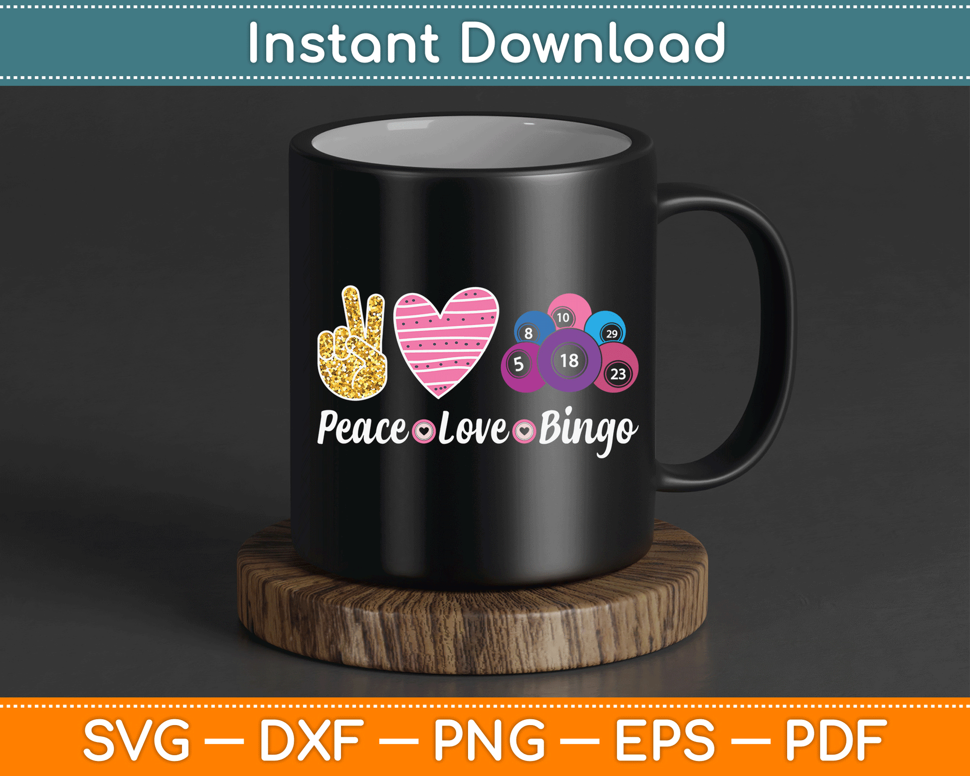 Peace Love Bingo Funny Bingo Lover SVG Digital Cutting File