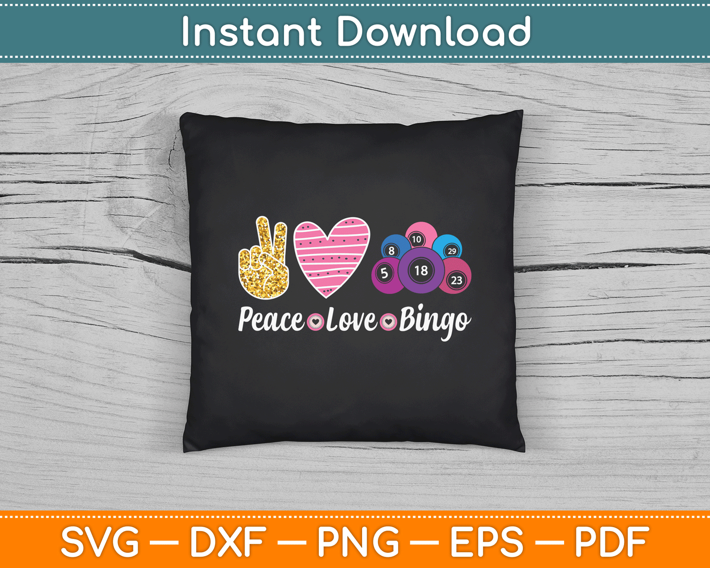 Peace Love Bingo Funny Bingo Lover SVG Digital Cutting File