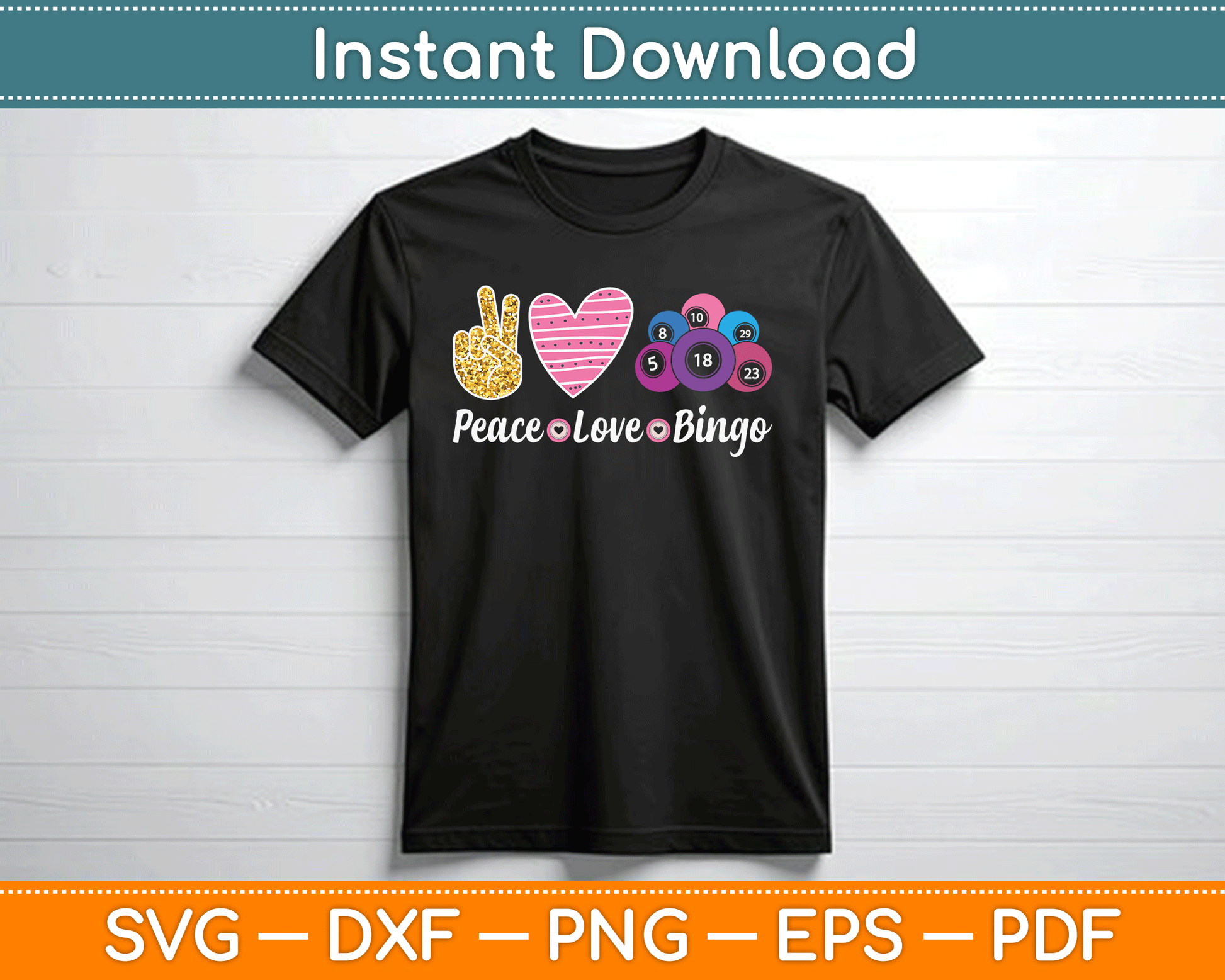 Peace Love Bingo Funny Bingo Lover SVG Digital Cutting File
