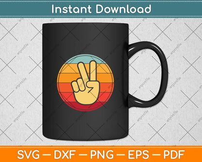 Peace Hand Vintage Retro Svg Png Dxf Digital Cutting File