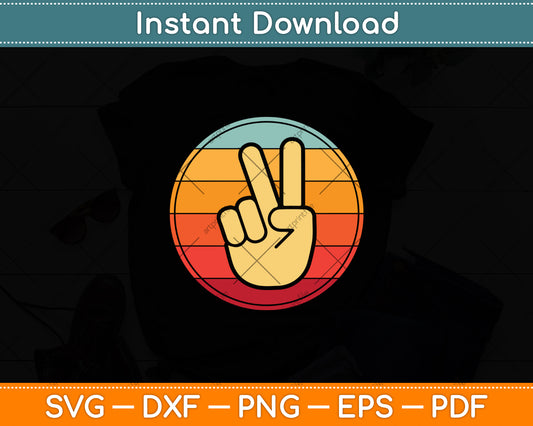 Peace Hand Vintage Retro Svg Png Dxf Digital Cutting File