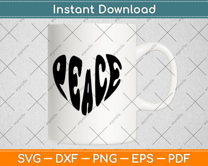 Peace Heart Svg Png Dxf Digital Cutting File