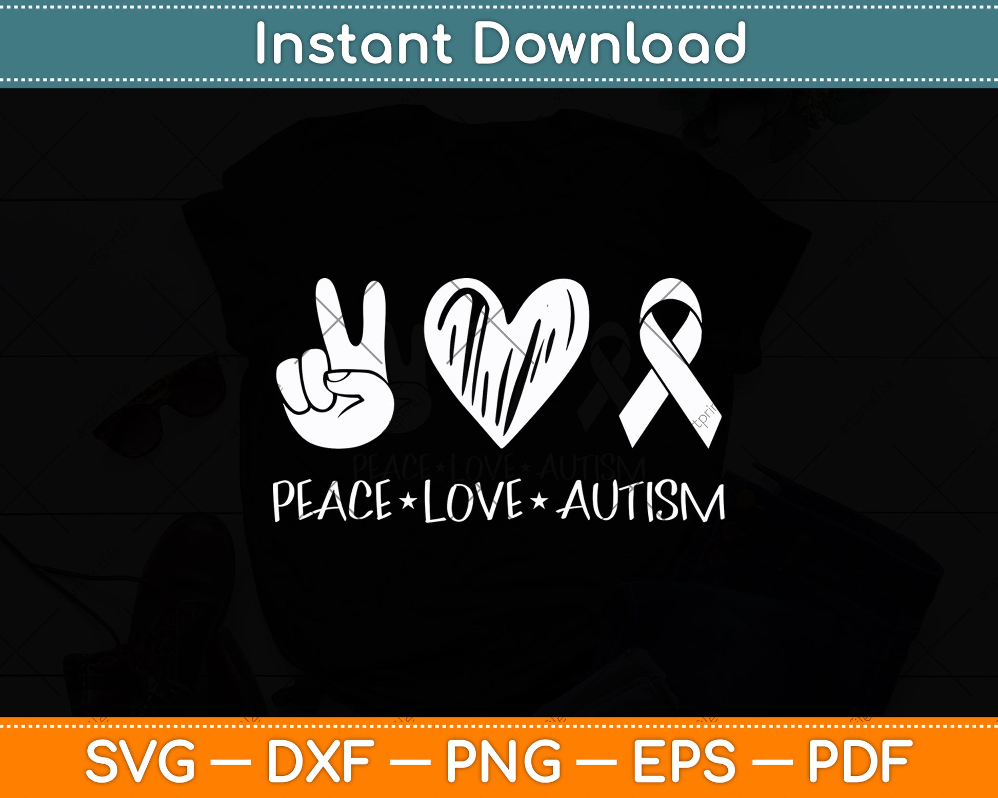 Peace Love Autism Svg Digital Cutting File
