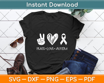 Peace Love Autism Svg Digital Cutting File