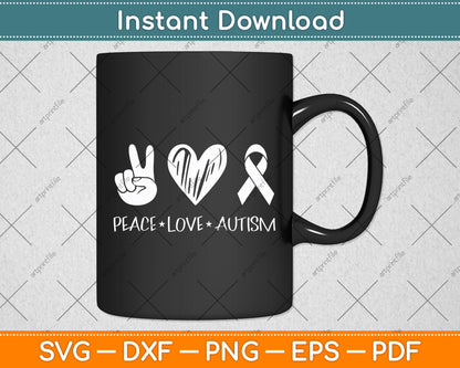 Peace Love Autism Svg Digital Cutting File