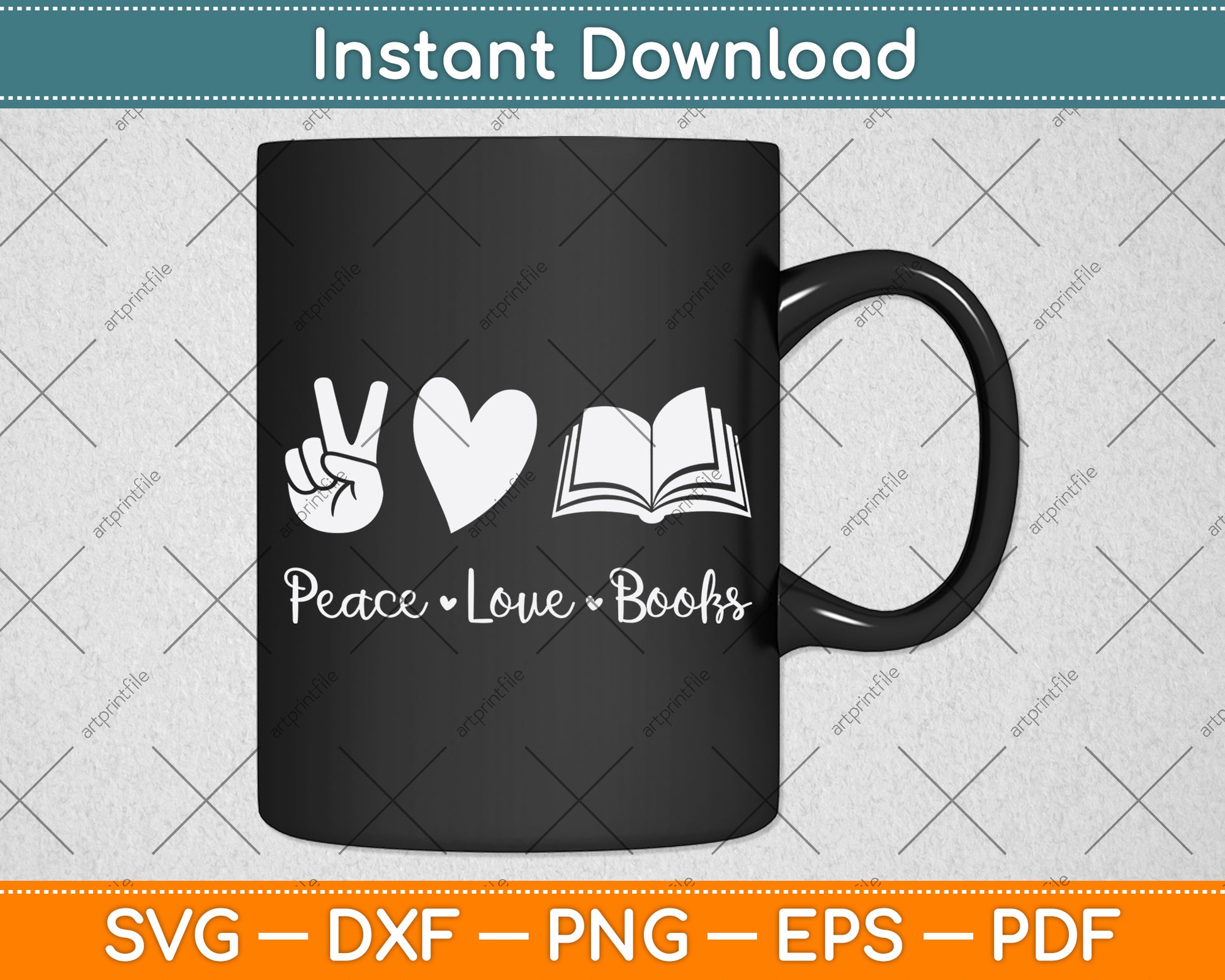 Peace Love Books - Book and Reading Lover Svg Digital Cutting File