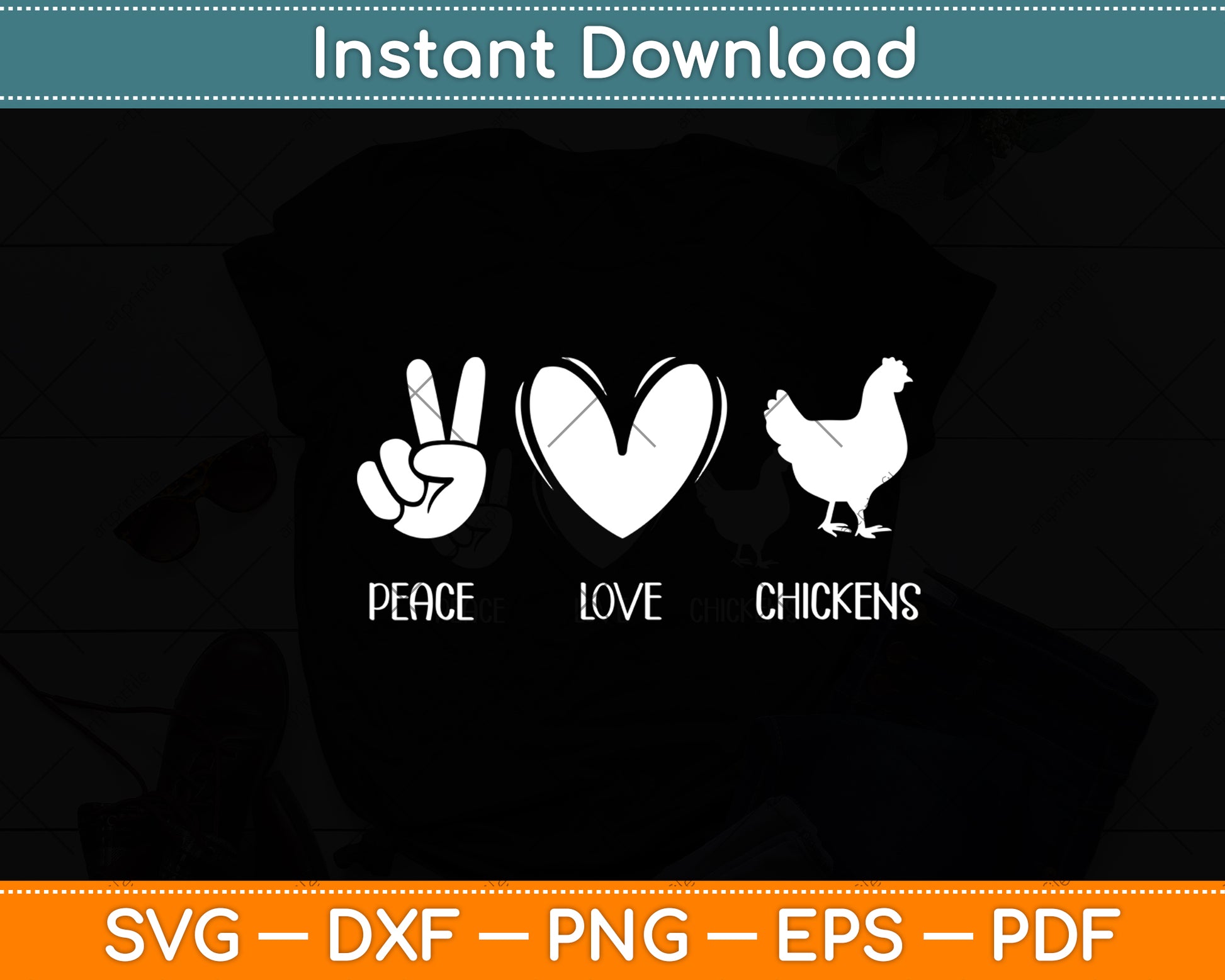 Peace Love Chickens Farmer Farm Svg Digital Cutting File