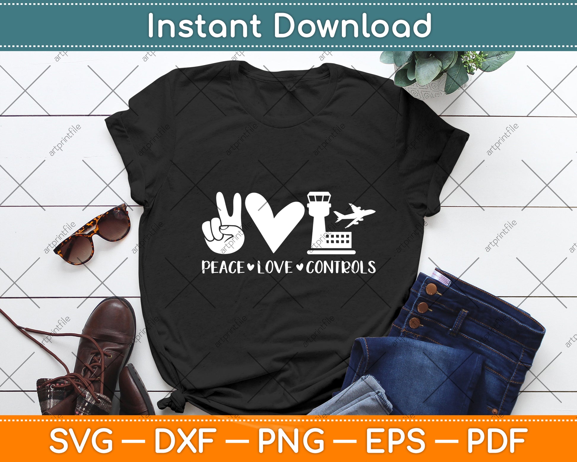 Peace Love Controls Air Traffic Controller Svg Digital Cutting File