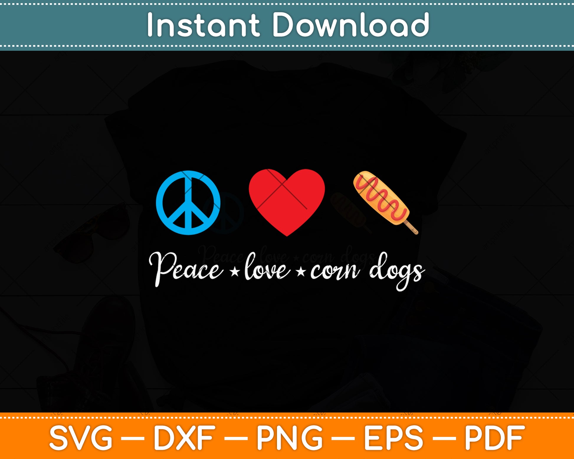 Peace Love Corn Dogs Svg Digital Cutting File