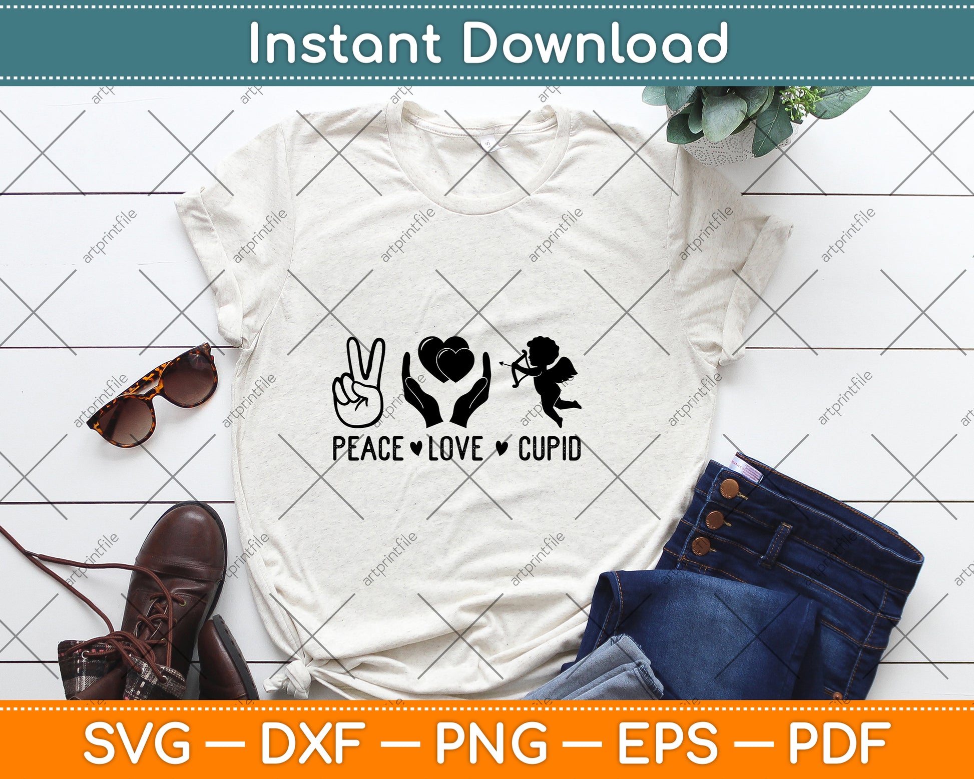 Peace Love Cupid Svg Png Dxf Digital Cutting File