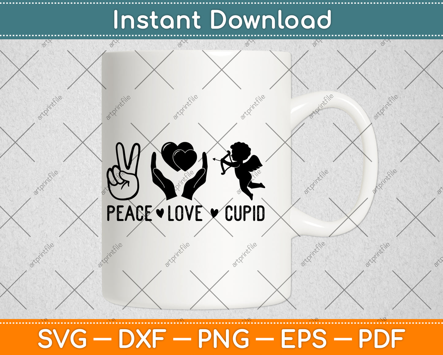 Peace Love Cupid Svg Png Dxf Digital Cutting File