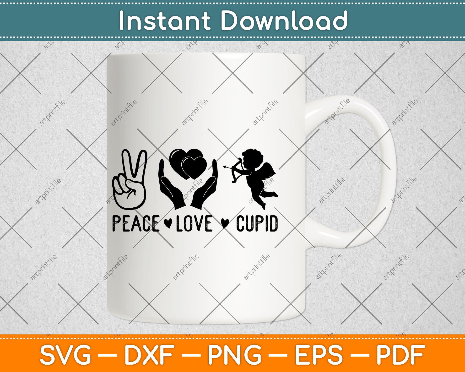 Peace Love Cupid Svg Png Dxf Digital Cutting File