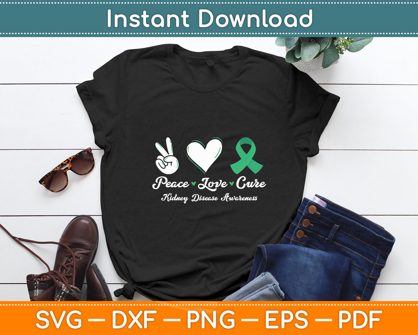 Peace Love Cure Kidney Disease Awareness Svg Digital Cutting File
