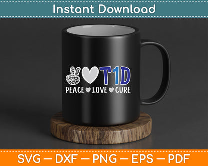Peace Love Cure Type One Diabetes Awareness T1D SVG Digital Cutting File