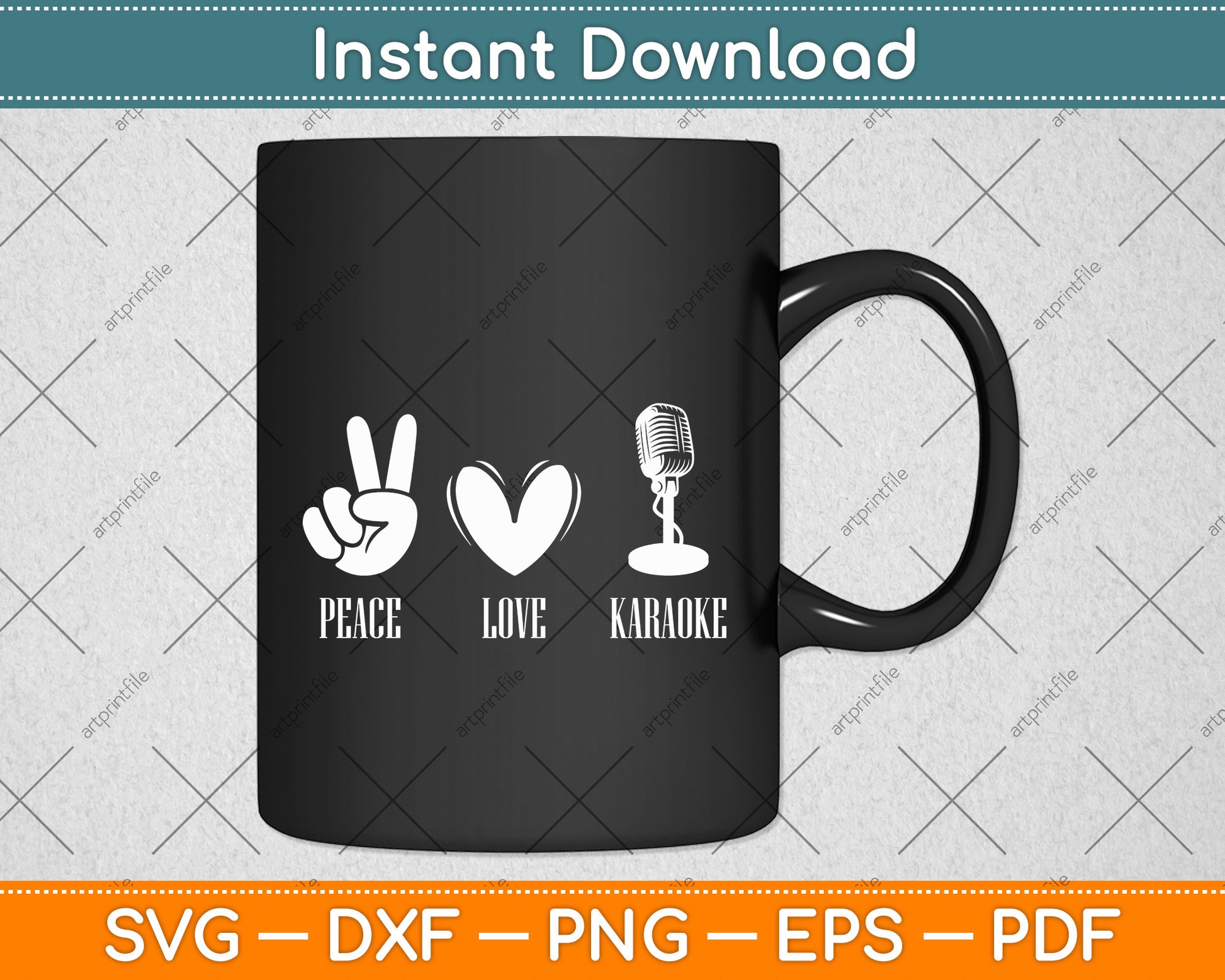 Peace Love Karaoke Singing Svg Png Dxf Digital Cutting File