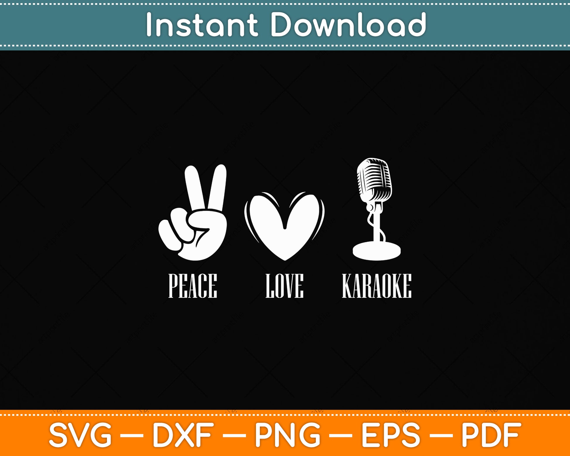 Peace Love Karaoke Singing Svg Png Dxf Digital Cutting File