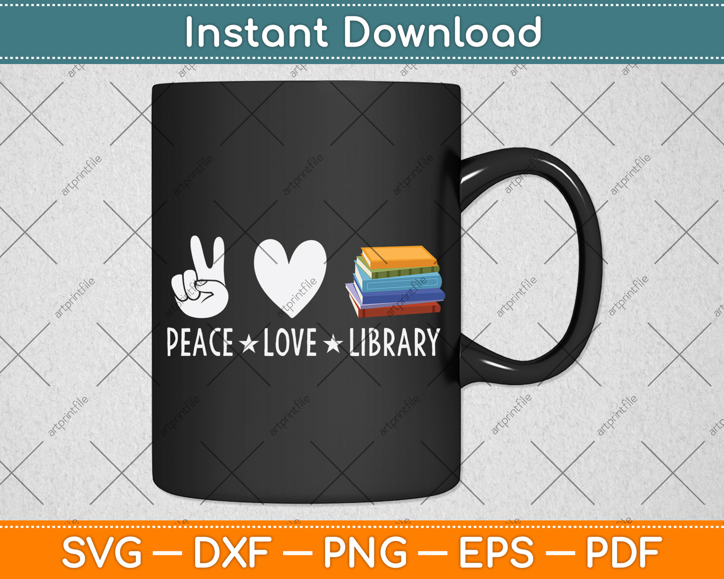 Peace Love Library Svg Digital Cutting File