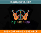 Peace Love Music Guitar Flower Rock And Roll Svg Digital Cutting File