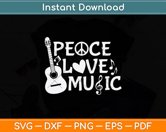 Peace Love Music Svg Png Dxf Digital Cutting File