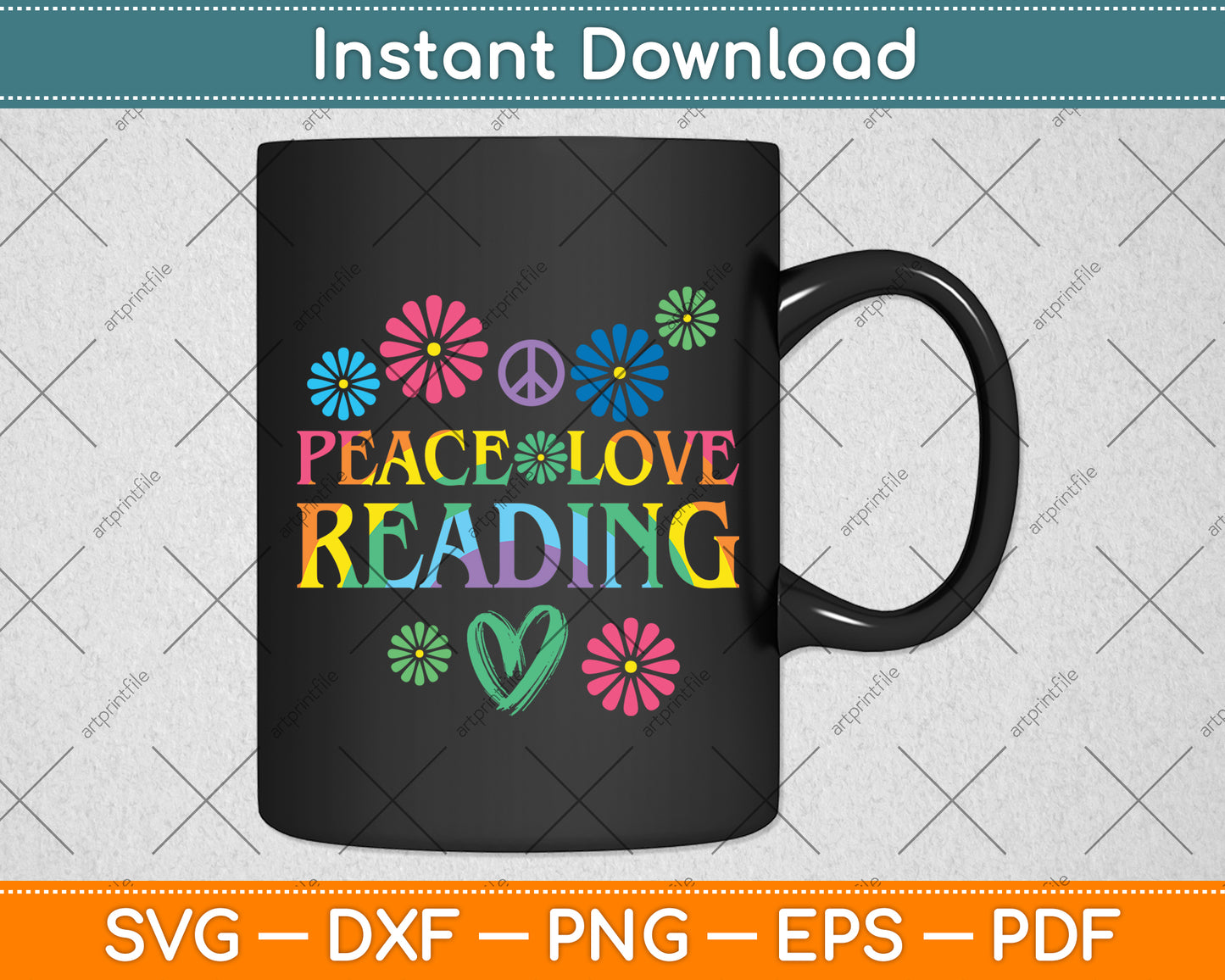 Peace Love Reading Svg Digital Cutting File