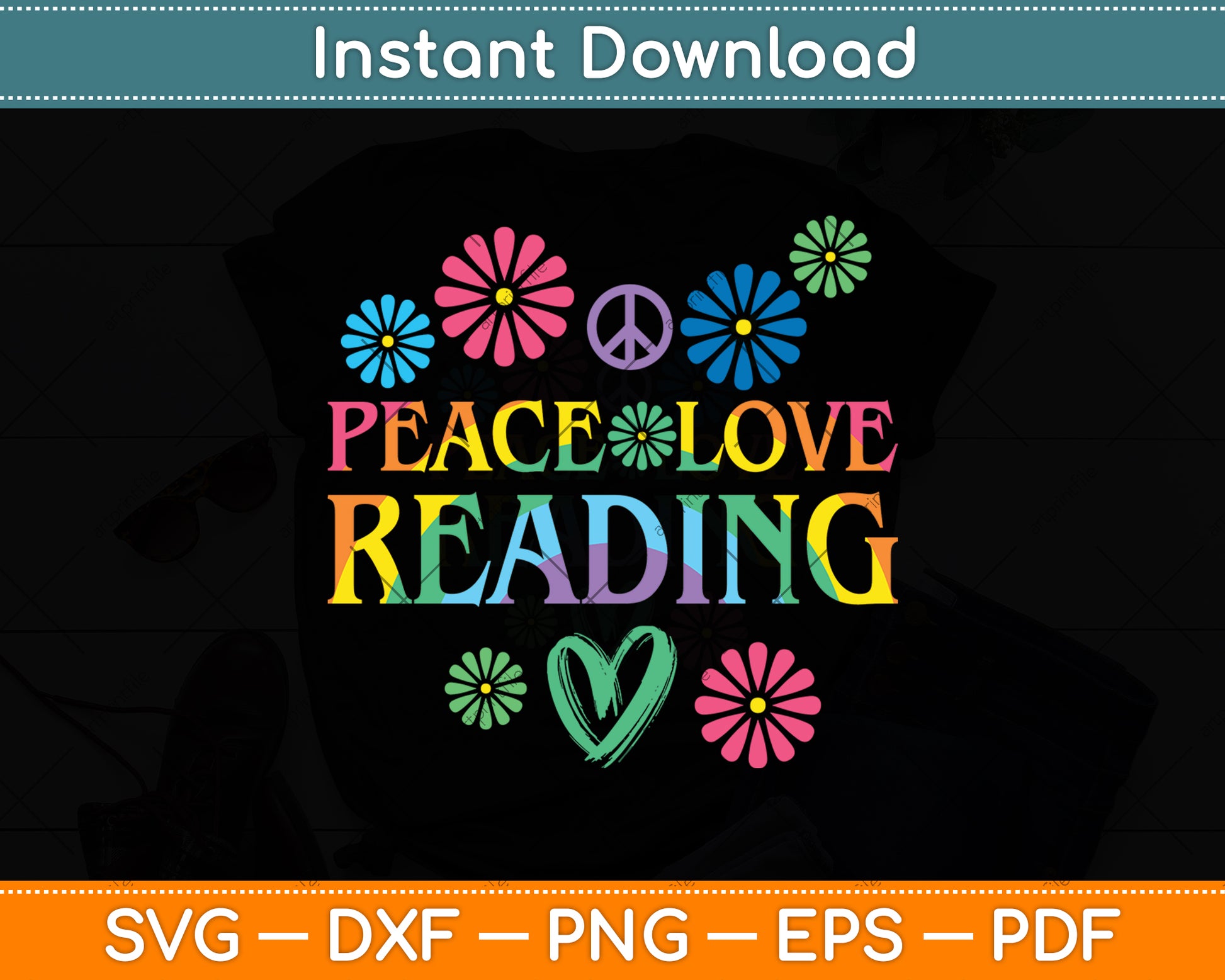 Peace Love Reading Svg Digital Cutting File