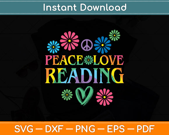 Peace Love Reading Svg Digital Cutting File