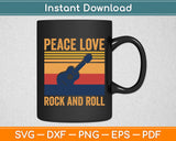 Peace Love Rock And Roll Guitar Player Bass Guitarist Reto Svg Digital Cutting File