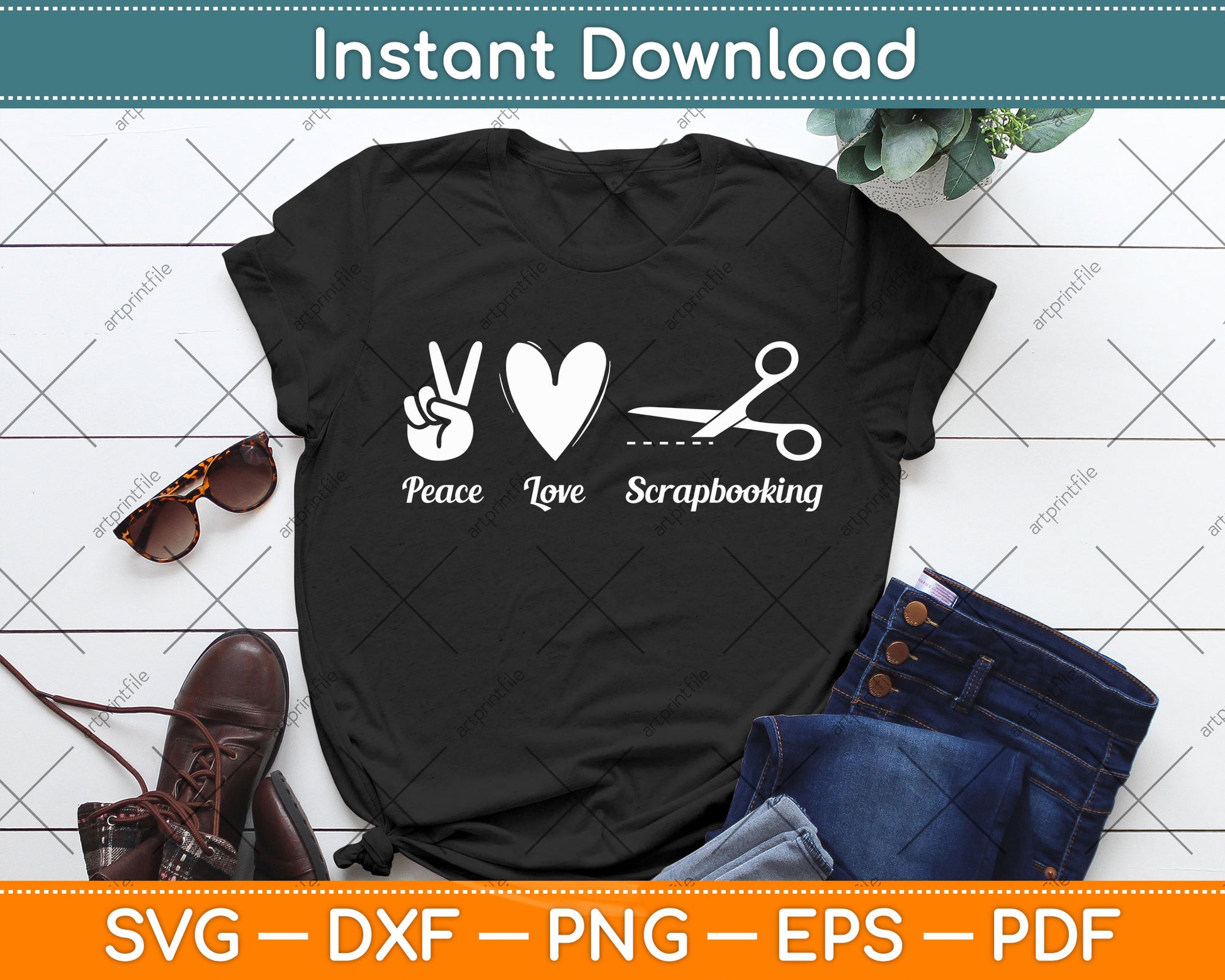 Peace Love Scrapbooking Scrapbook Funny Svg Png Dxf Digital Cutting File