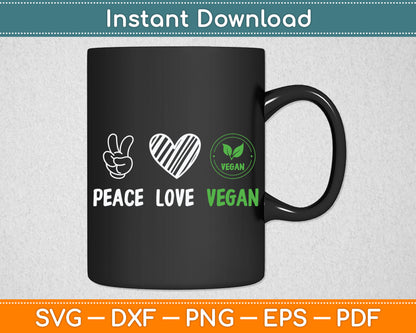 Peace Love Vegan Retro Vegan Lover Vegan Food Lover Svg Digital Cutting File