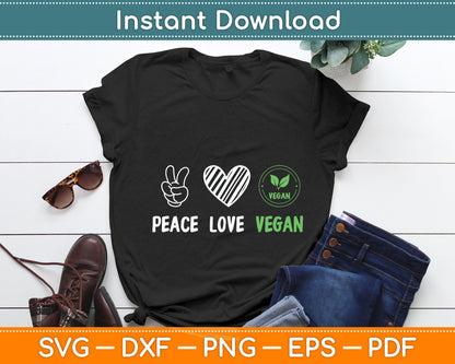 Peace Love Vegan Retro Vegan Lover Vegan Food Lover Svg Digital Cutting File
