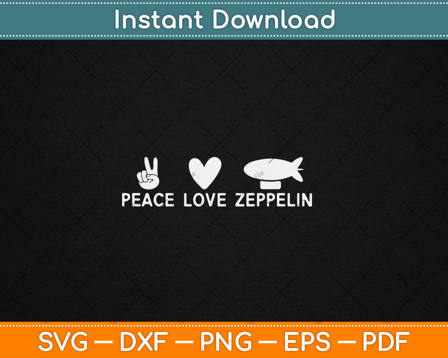 Peace Love Zeppelin 70s 80s Dirigible Airship Zeppelin Svg Digital Cutting File