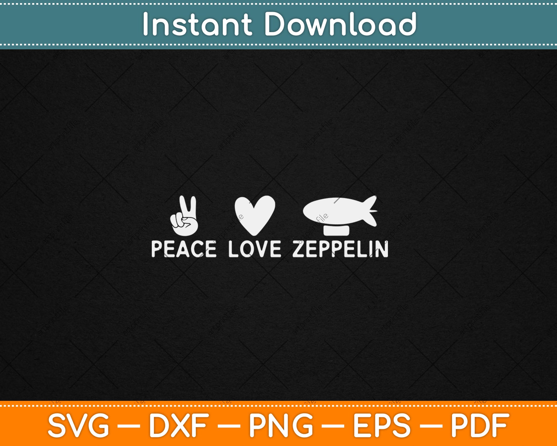 Peace Love Zeppelin 70s 80s Dirigible Airship Zeppelin Svg Digital Cutting File