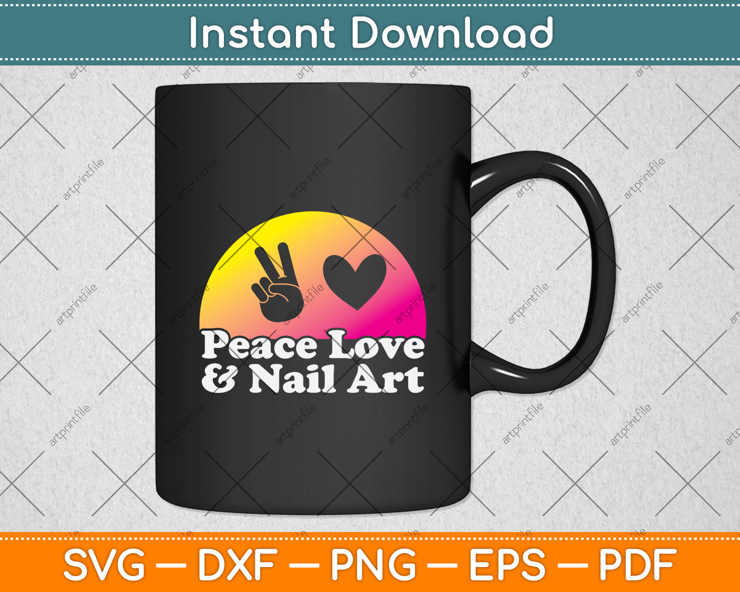 Peace Love & Nail Art Svg Png Dxf Digital Cutting File