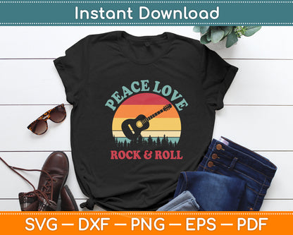 Peace Love & Rock & Roll Guitar Player Guitarist Vintage Svg Digital Cutting File