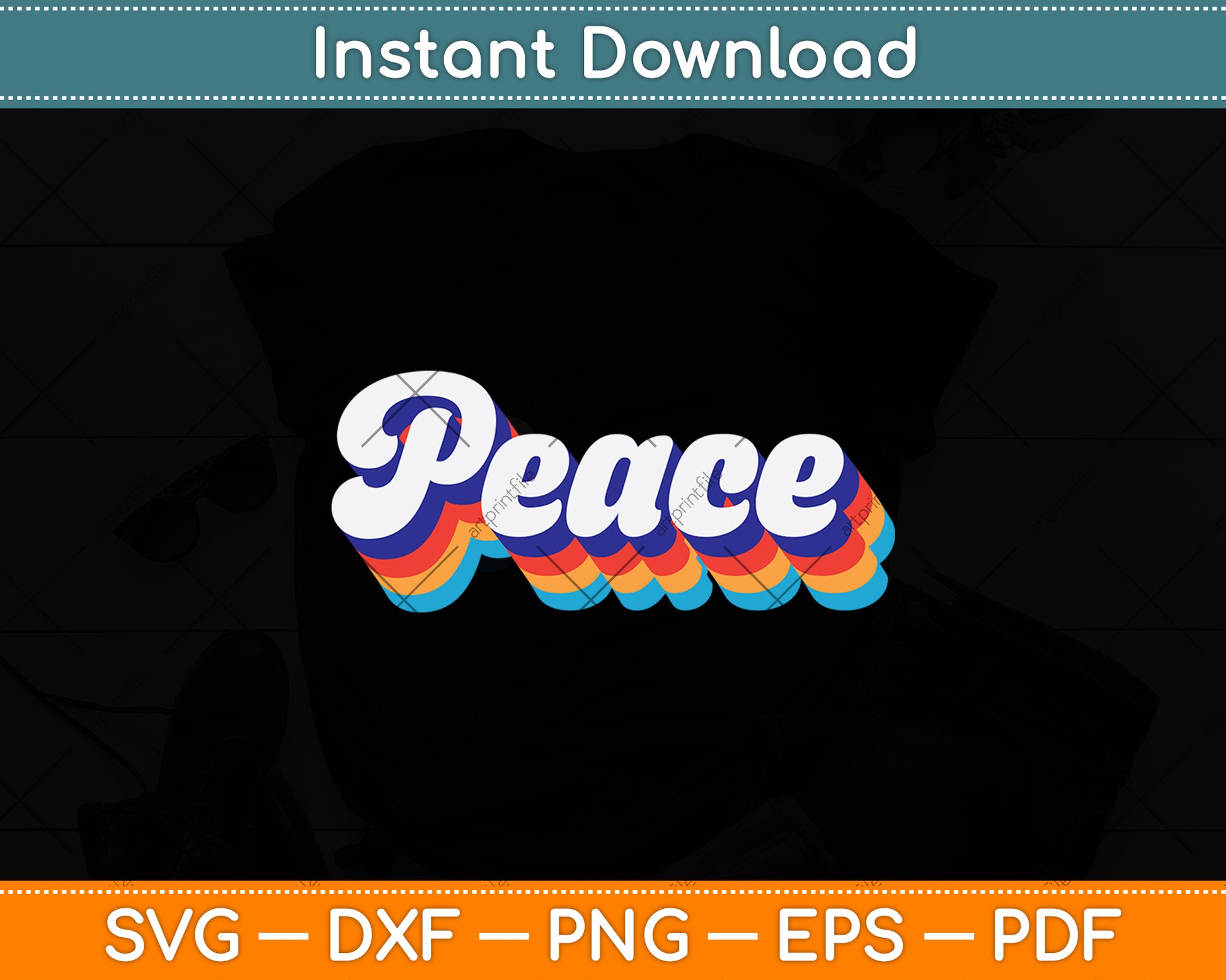 Peace Retro Vintage Svg Png Dxf Digital Cutting File