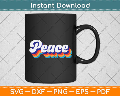 Peace Retro Vintage Svg Png Dxf Digital Cutting File
