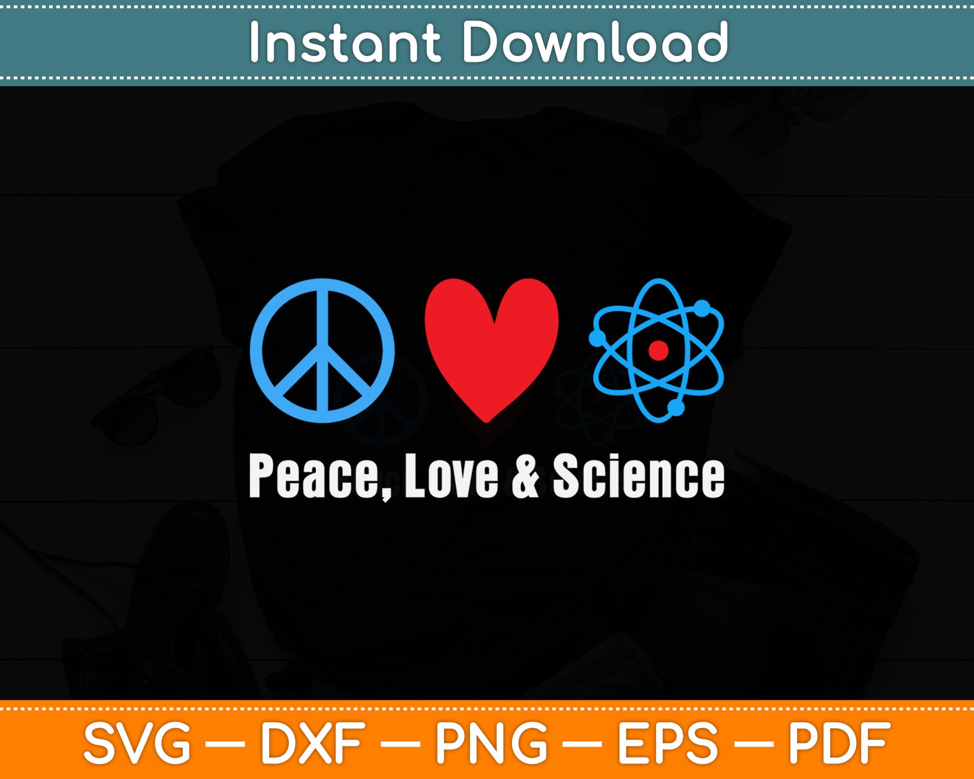 Peace Love and Science Svg Digital Cutting File