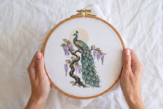 Peacock Embroidery Design – Beautiful Peacock Bird Machine Embroidery Pattern, Elegant Exotic Bird & Nature Embroidery Design