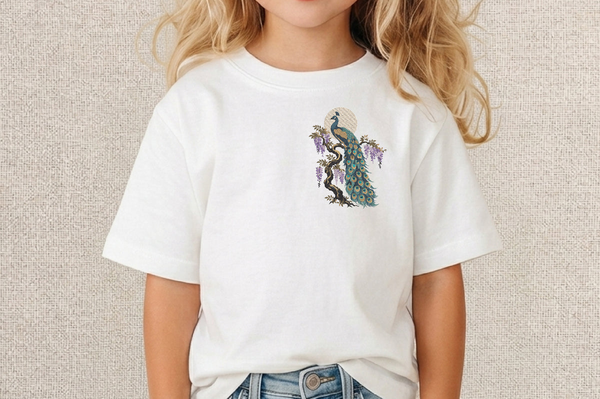Peacock Embroidery Design – Beautiful Peacock Bird Machine Embroidery Pattern, Elegant Exotic Bird & Nature Embroidery Design