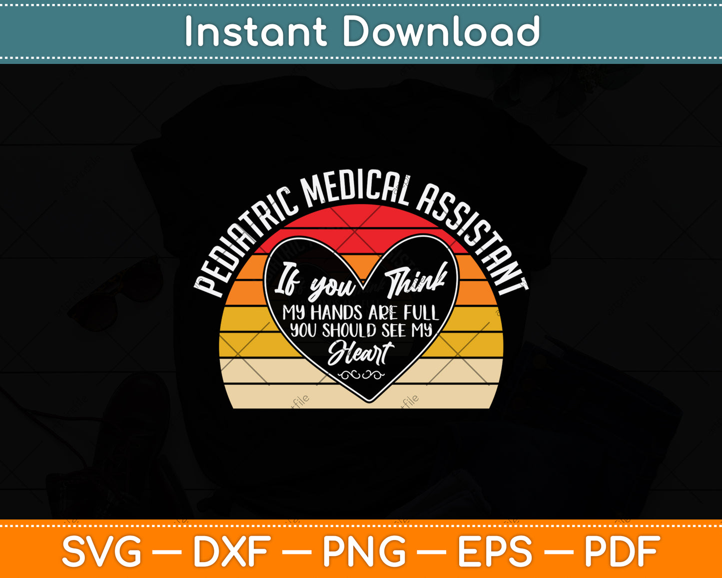 Pediatric Medical Assistant Vintage Retro Svg Png Dxf Digital Cutting File