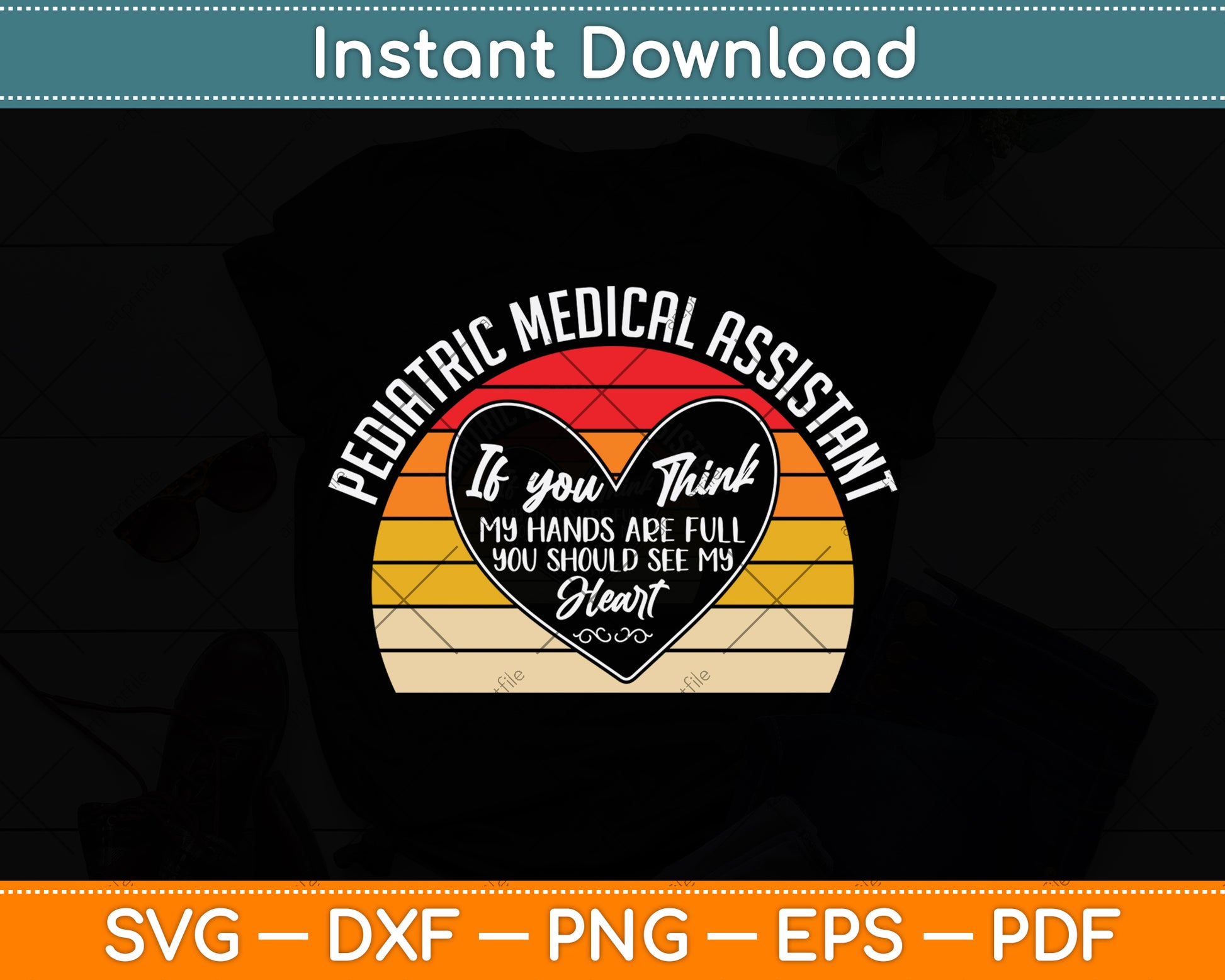 Pediatric Medical Assistant Vintage Retro Svg Png Dxf Digital Cutting File
