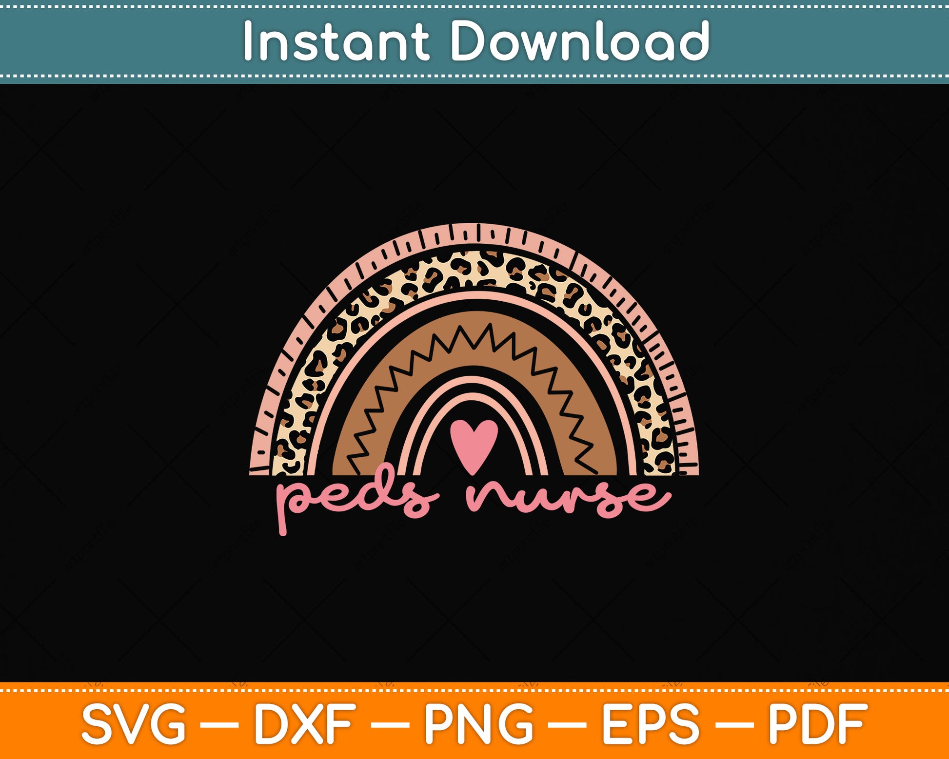 Pediatric Nurse RN Rainbow Leopard Animal Print Svg Png Dxf Digital Cutting File