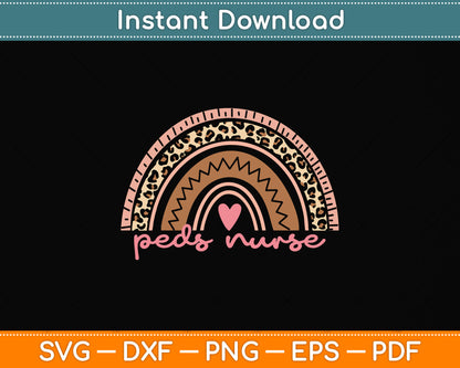 Pediatric Nurse RN Rainbow Leopard Animal Print Svg Png Dxf Digital Cutting File