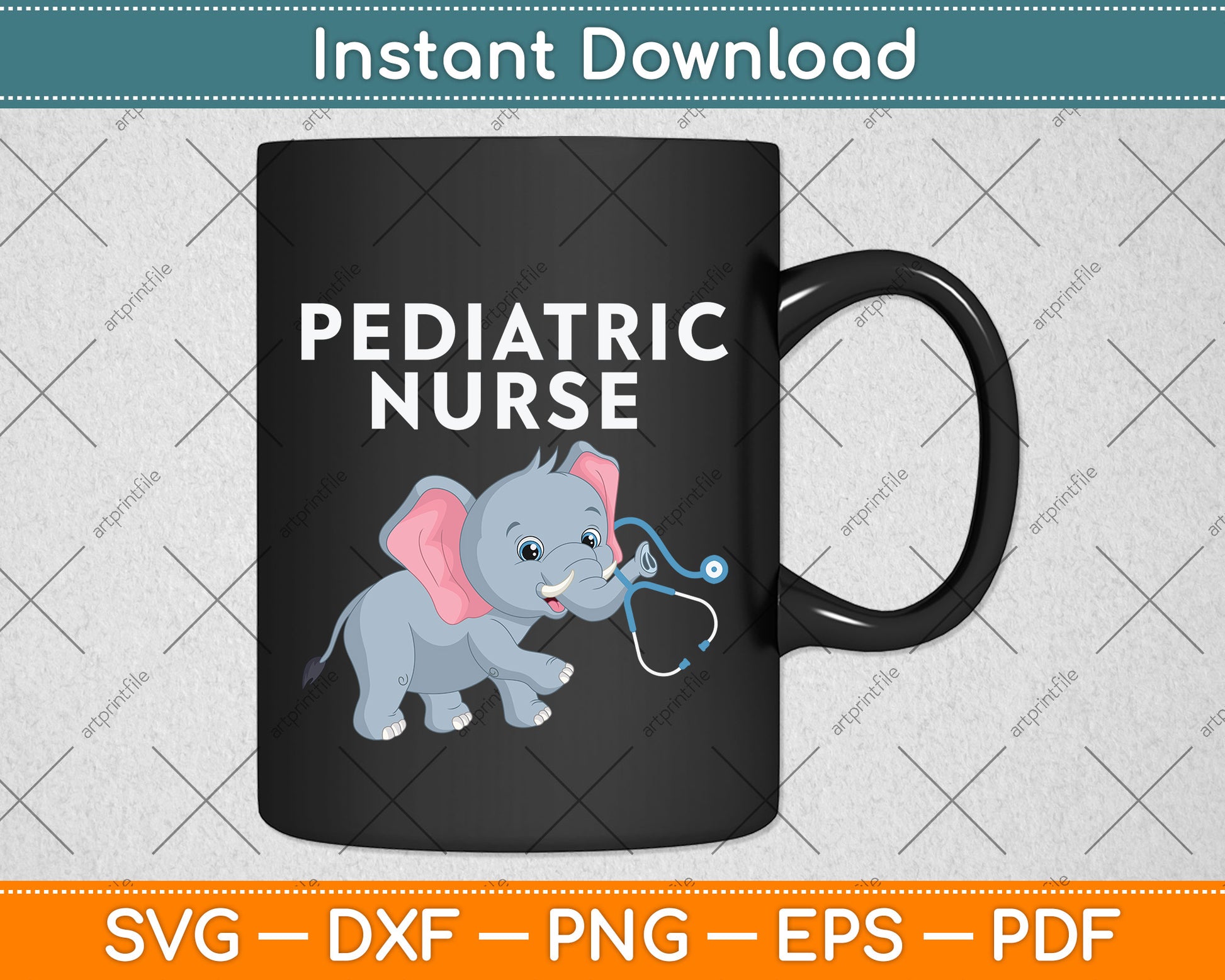 Pediatric Nurse RN Elephant Pediatrics Svg Png Dxf Digital Cutting File